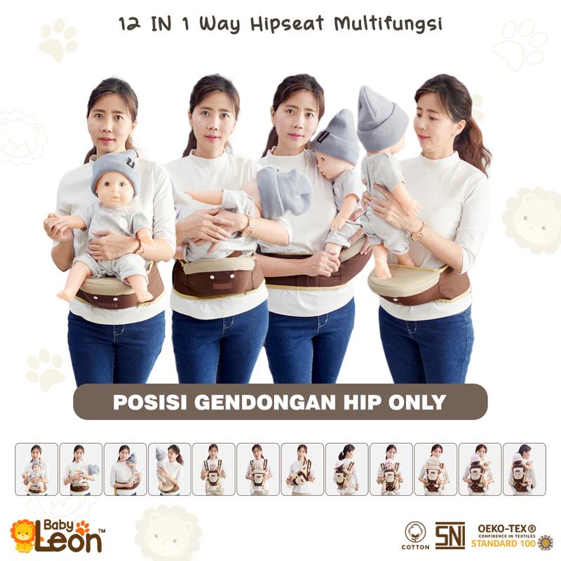 BABYLEON Gendongan Bayi 0-3Th 12in1 Gendongan Depan Model Terbaru 2023 BABY LEON Hipseat Gendongan Bayi Depan + Penutup Kepala Gendongan Anak Depan Multifungsi Gendongan Anti Capek Baby Carrier BY-6011 Gendongan Multifungsi Gendongan Samping 4
