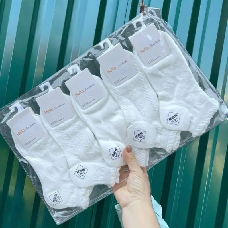 Set 5 đôi cổ ngắn tổng hợp màu trắng cotton kháng khuẩn thấm hút mồ hôi tốt MOHALI SVN069 6