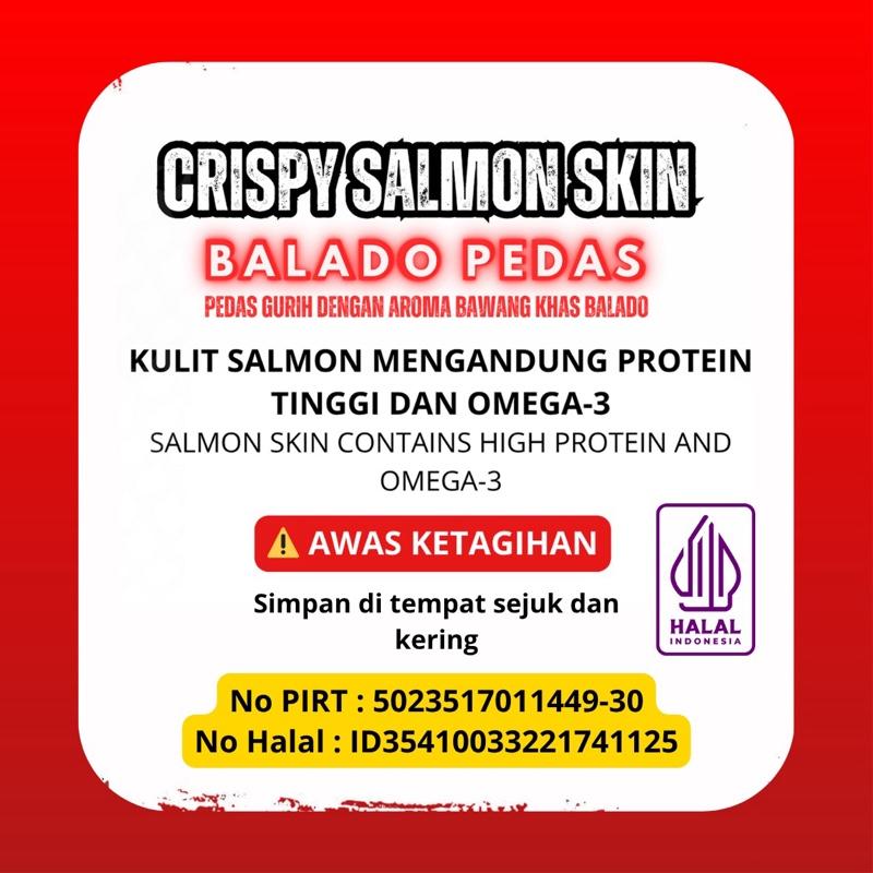 Crispy Salmon Skin Saltos Rasa Balado Pedas Snack Makanan Ringan Pedas