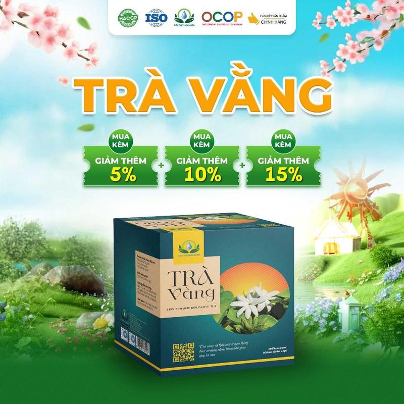 Trà Vằng Cỏ Ngọt Hoa Nhài Thanh Mát Cho Ngày Mới Thư Thái Hộp 30 Túi Lọc 90gram