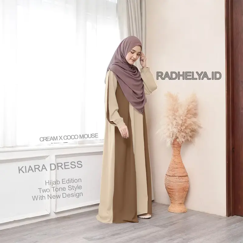 Kiara Dress | Gamis Basic Kombinasi Simpel Panjang Wanita Muslimah Syari Cantik Kancing Nyaman Variasi Khimar Plum Greey Kain Crinkel Zipper Wudhu Manset Ruffle 7