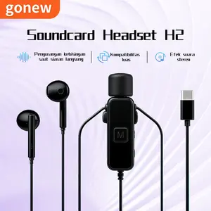 Gonew H2/E30 Kartu Suara Headset Asli 2-in-1 untuk Streaming Langsung, Perekaman Audio, Mixer HD, dengan Pengubah Suara untuk Karaoke di Ponsel dan PC