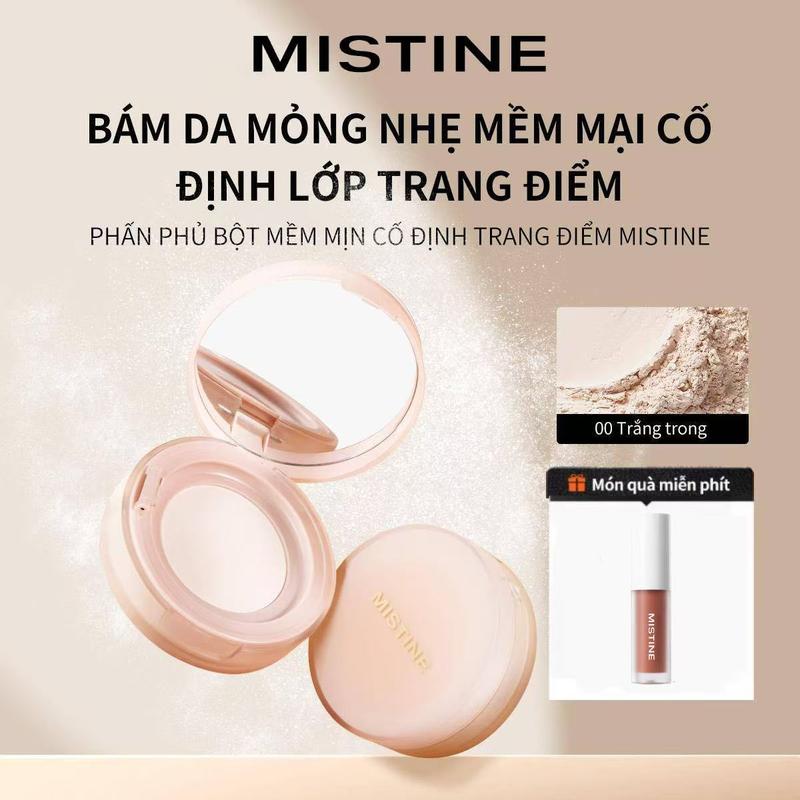   COD MISTINE Setting Powder Kiểm Soát Dầu Lâu Tập Trung Mềm Hấp thụ dầu cao Phấn mịn  phấn phủ  Không chứa bột Talc make up 8g Quà tặng miễn phí  lip 1.3g *1 