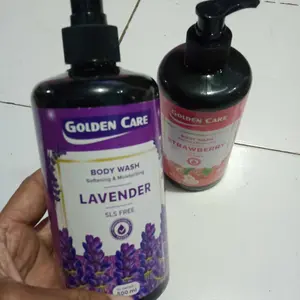 MIX VARIAN - BUY 1 GET 1 FREE SABUN MANDI GOLDEN CARE BODY WASH SOFTENING & MOISTURIZING 500ml - STRAWBERRY, PEACH, LAVENDER