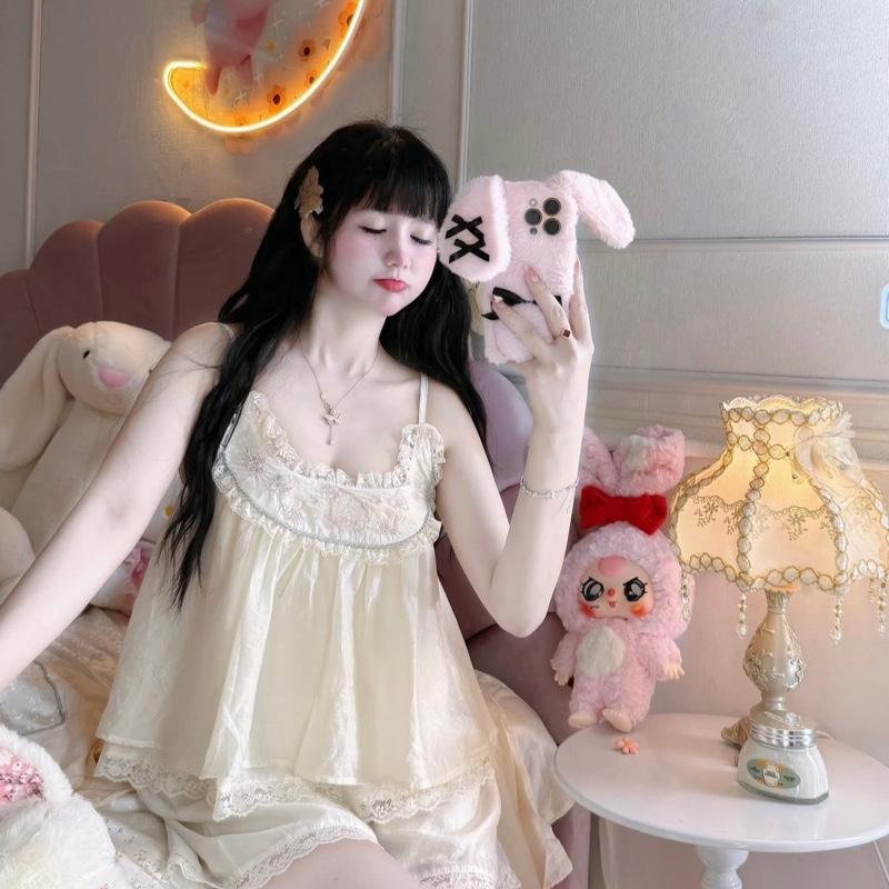 Sét bộ dây áo voan tơ có lót và quần lụa latin mát mịn siêu xinh freesize (40-50kg) cho phái đẹp