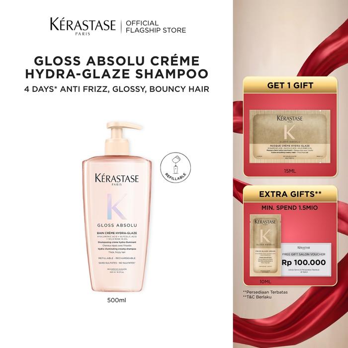 Gambar Kerastase Gloss Absolu Bain Creme Hydra-Glaze Shampoo 500ml - Shampoo untuk Rambut Tebal, Glossy dan Bouncy - Mengandung Hyaluronic Acid, Glycolic Acid dan Wild Rose Oil dari Kerastase ID Kota Tangerang Tokopedia
