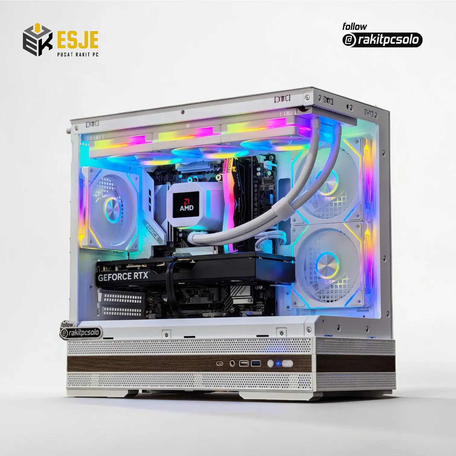 VBR Z6 Modern Minimalis Wood case , M-ATX, USB Type C, Support AIO 360, VGA up to 400mm - BLACK