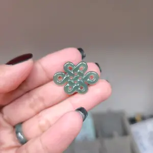 Liontin spacer giok burma chinesse knot lucky knot bersertifikat