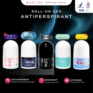 MARLOV Anti Pespirant Deodorant Whitening Roll On 3 in 1 Formula 25ml BPOM HALAL Antiperspirant Solusi Ketiak Bau dan Basah Memutihkan Mencerahkan Bebas Tawas dengan Niacinamide & Vitamin C