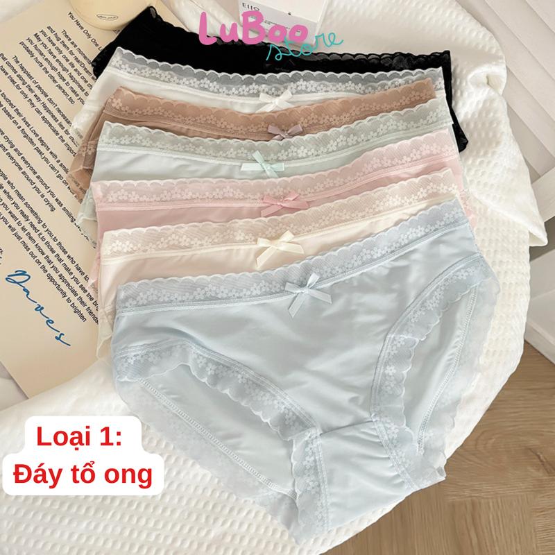 (Đáy Tổ Ong) Bộ Quần Lót Su Lụa Băng Viền Ren 325 Cao Cấp Thiết kế Siêu Mát Co Giãn Thoải Mái Đủ Size QL2508
