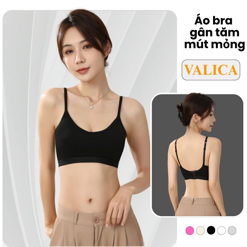 Combo bra mút dính liền, chất vải cotton thoáng mát, thấm hút mồ hôi....#727 VALICA Tua Rua Nữ áo dây học sinh cấp 3
