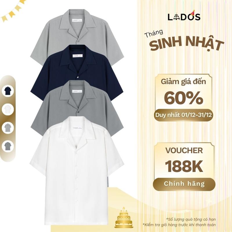Áo sơ mi nam vải lụa chéo Hàn dày ít nhăn LADOS-8117 cổ vest form trẻ trung thời trang