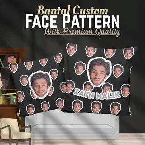 Bantal Custom Face Pattern Jumbo 40x40cm Bahan Katun Lembut Adem Ringan Isi Silicon Premium Printing Full Depan Belakang Bantal Wajah Lembut Adem Ringan