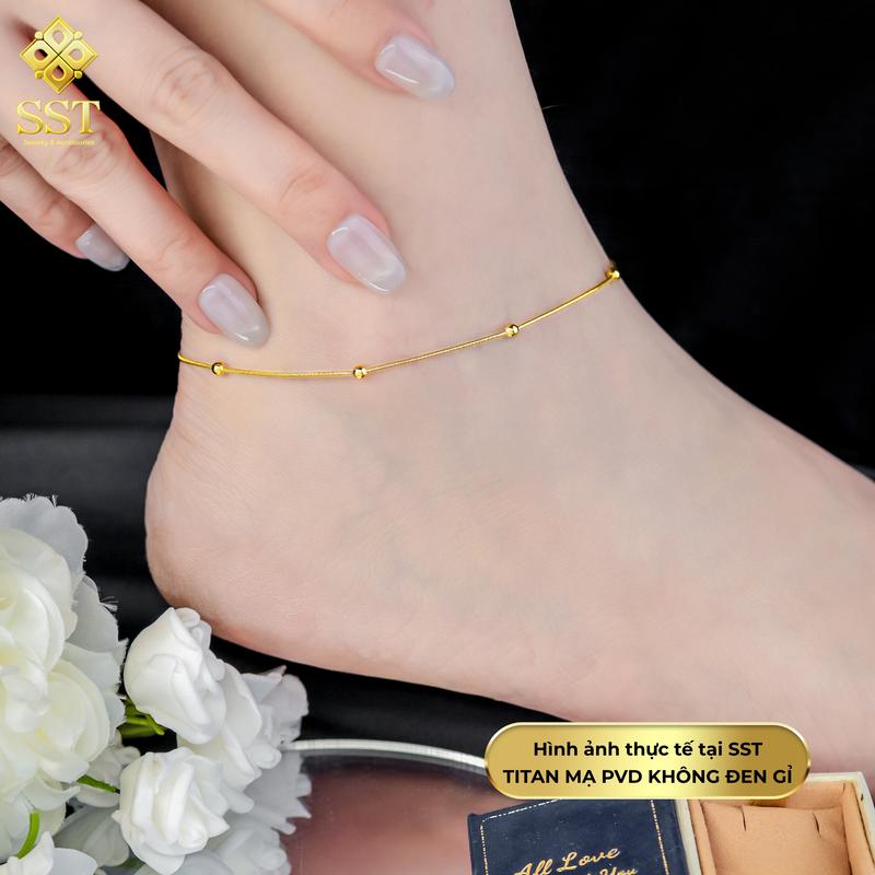 Lắc Chân Basic Titan SST Official Store Kiểu dây mì trơn charm bi Không Đen Gỉ LC42