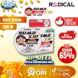 RADICAL Senar PE SUMO X12 200M & 300M DARK GREEN Tali Pancing PE - Tali Kepang mancing Laut dan Harian