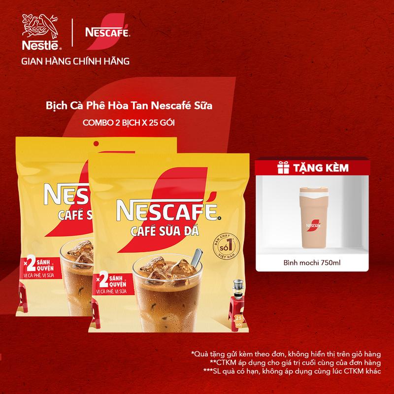 Nestlé VN Combo 2 Bịch Cà phê Hòa tan NESCAFÉ CAFÉ SỮA ĐÁ 25 gói Nhân đôi sánh quyện-ST