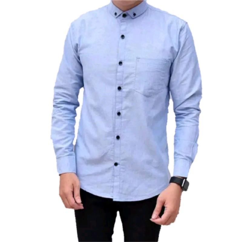 Kemeja Boyi Top Man Lengan panjang Polos Casual Slim Fit Kantor 5