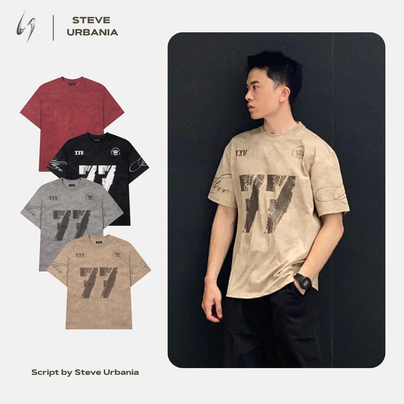 Áo thun wash fom Boxy Steve Urbania ST.UB 77, Áo Thun Cổ Tròn Nam Nữ Chất Liệu Cotton Wash Màu Độc, Áo phông wash đã qua xử lý, thun hot 2025 - AP01