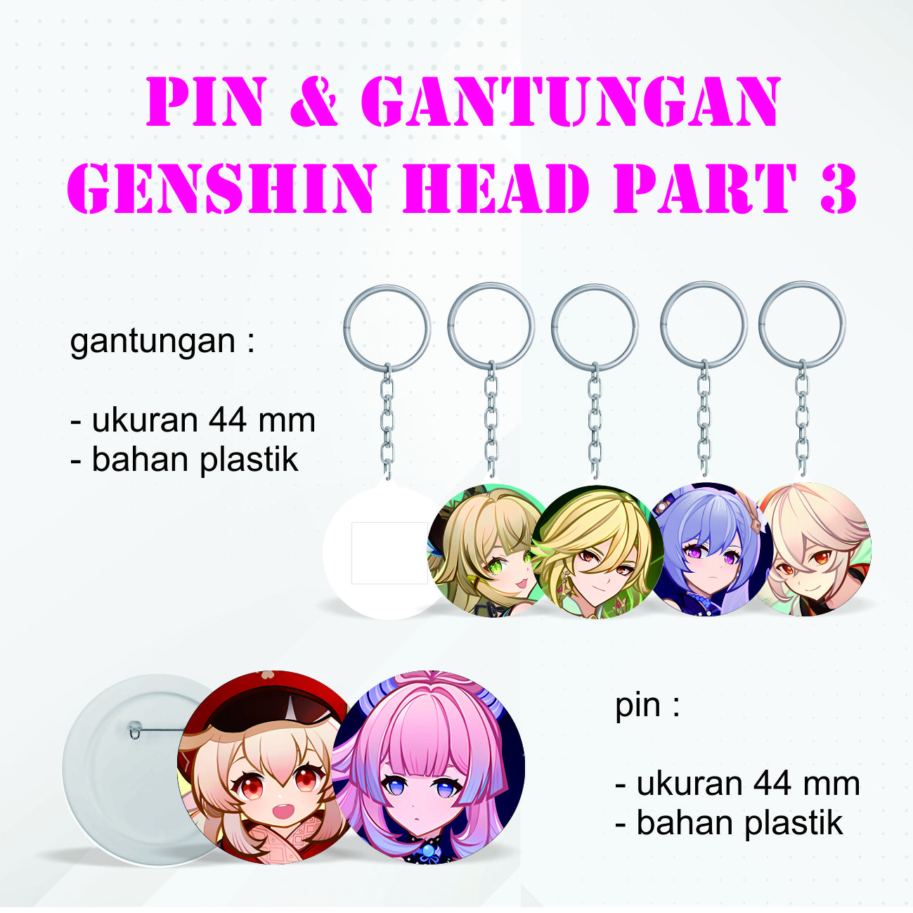 [KEYRING PRESS] Gantungan Kunci Keychain dan pin  HEAD GENSHIN IMPACT MURAH BANYAK PILIHAN part 3