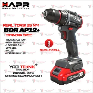 APR BOR CORDLESS BRUSHLESS AP12+ 10mm keyless auto lock mesin bor besi kayu driver sekrup drill