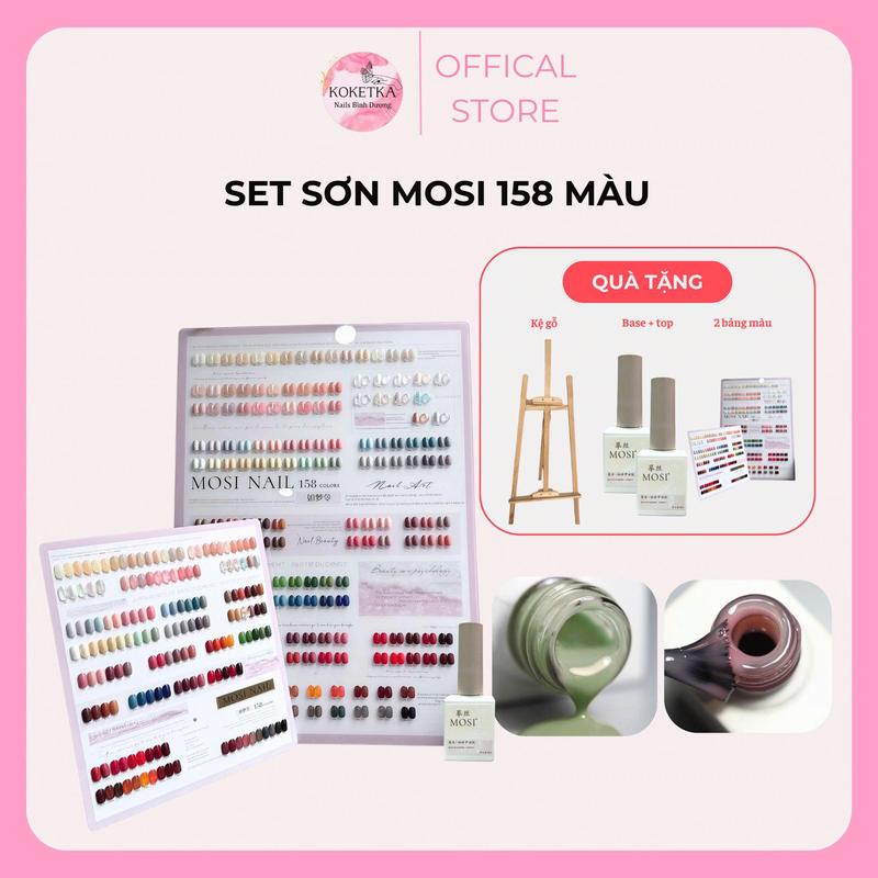 NHƯ MỘT GIẤC MƠ Set 158 màu sơn Gel Thạch Nhũ Mosi+ Tặng 2 bảng Màu lớn & nhỏ Nữ Women kèm Base + Top