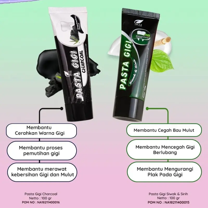 PASTA GIGI HERBAL SR12 (CHARCOAL / SIWAK & SIRIH) 2