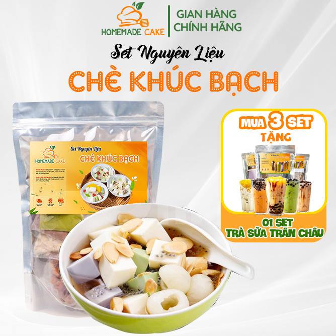 Set Chè Khúc Bạch 20 Chén -FREESHIP- Nguyên liệu Chè Khúc Bạch tự nấu 3 vị thạch trà xanh, dâu Tea