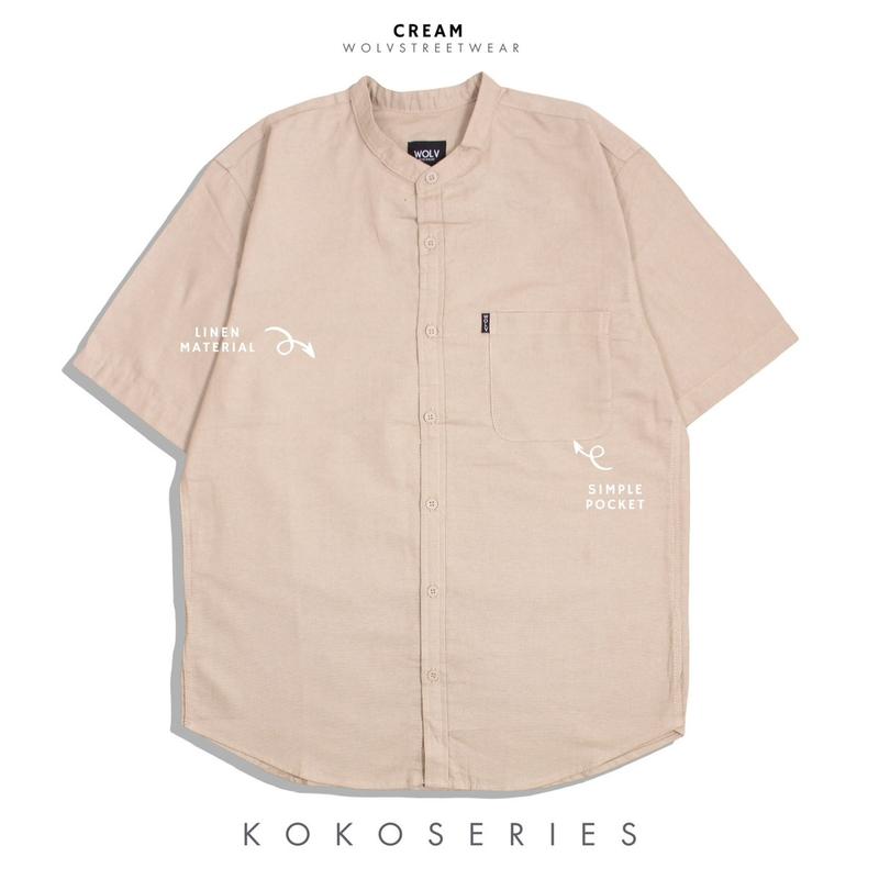 BAJU KOKO LINEN TANGAN PENDEK PREMIUM DEWASA Muslim Pria Nyaman 5