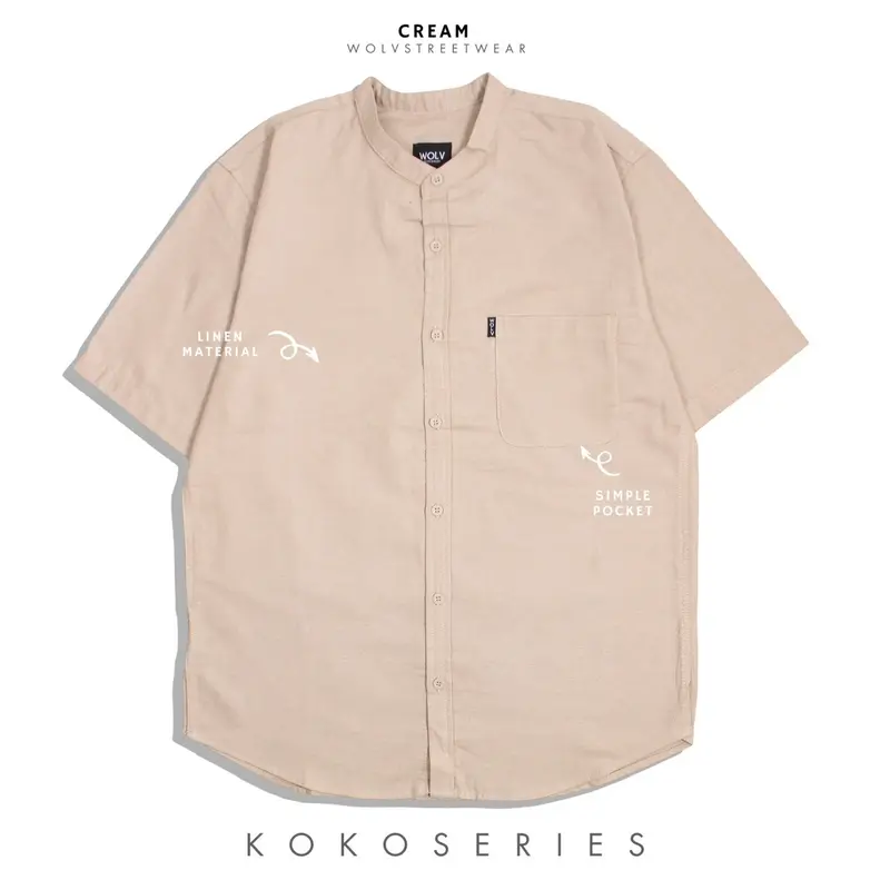 BAJU KOKO LINEN TANGAN PENDEK PREMIUM DEWASA Muslim Pria Nyaman 5