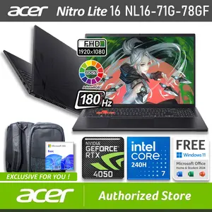 ACER Nitro Lite 16 NL16-71G-78GF RTX4050 6GB Intel Core 7 240H 16/512GB SSD Windows 11 OHS M365B 16" inch WUXGA 180Hz 100sRGB Shale Black
