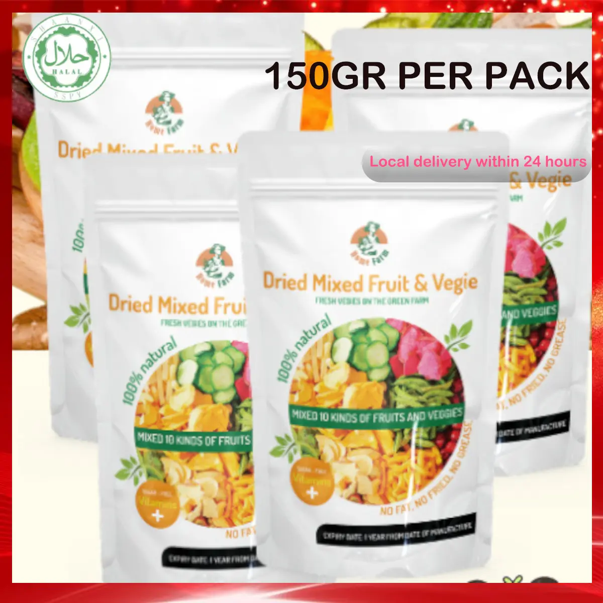 [HALAL]MIX SAYUR & BUAH | MIX VEGETABLES CHIPS & FRUIT CHIPS KEMASAN POUCH PREMIUM Banana Food
