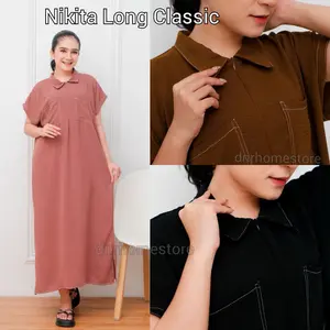 DNR - Nikita Long Classic Daster busui terbaru Crinkle Airflow Nyaman