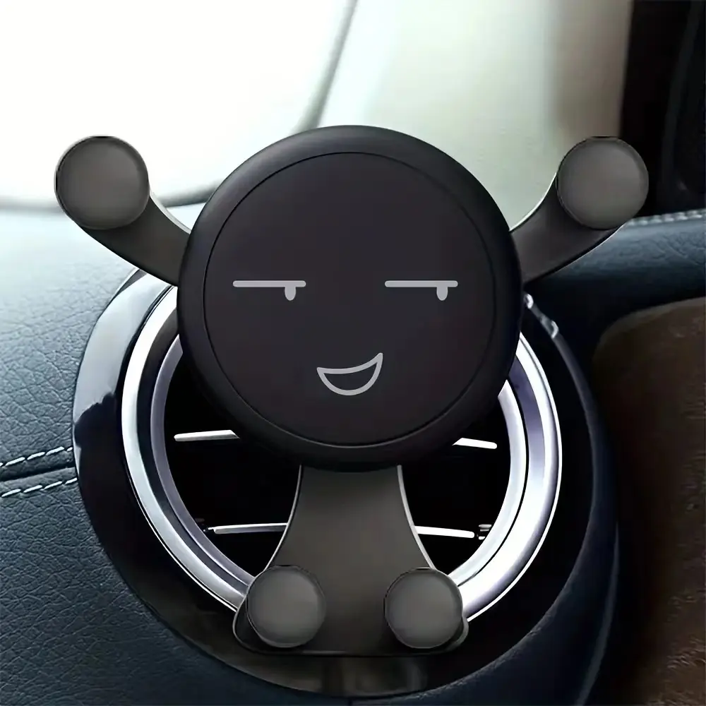 360°Car Phone Holder Rotating Car Mount Air Vent Stand Holder For Mobile Cell Phone GPS Smiling face pattern random-JY-B016