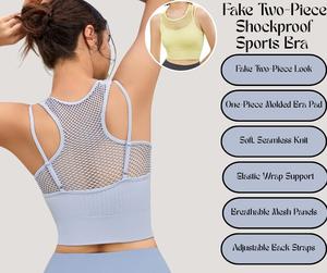 Fake Two-Piece Shockproof Sports Bra – One-Piece Cup Yoga & Fitness Tank Top[YA65]