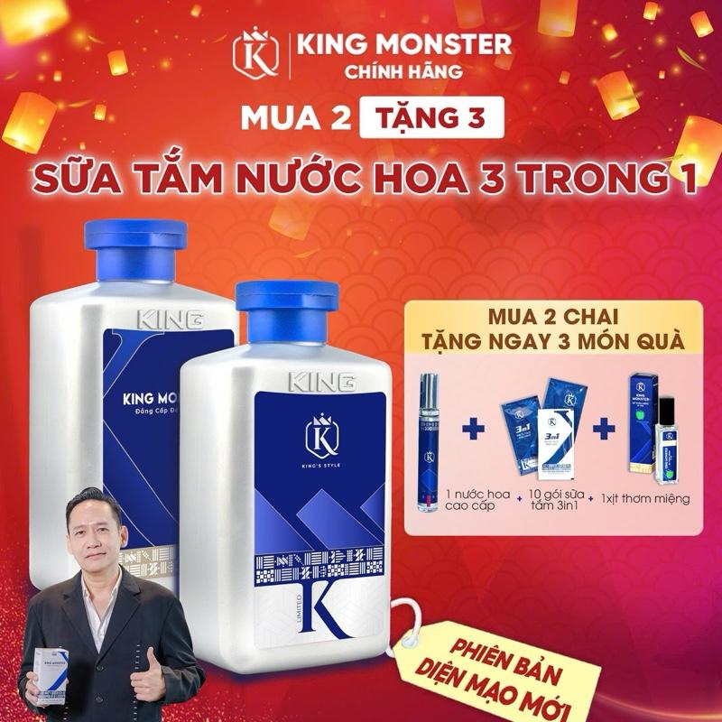 [KingMonster]( Mua 2 chai tặng 3 quà) dầu gội sữa tắm gội rửa mặt 3in1 hương nước hoa 350ml ( Tặng nước hoa+xịt thơm miệng+dây 10 gói )