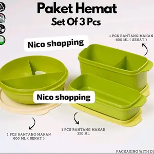 kotak makan paket hemat set off 3 pcs ( 1 paket isi 3 ) Nico shopping