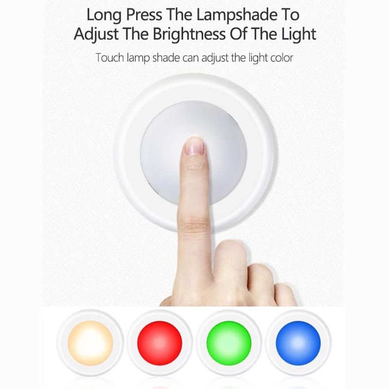 16 Colors Remote Control Lampu LED Adjustable RGB Wireless Touch Sensor Wall Lamp Changing Lamp Led Pat Lamp Mini Puck Light Cabinet Light Wardrobe Light Kitchen Stairs 5