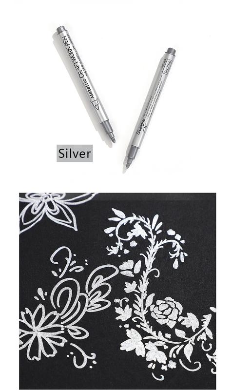 Product Introduction of JIANWU 4Pcs/Set Gold Silver Metallic Color Paintbrush Pen Student Drawing Highlighter Markers Writing School Supplies Stationery 9