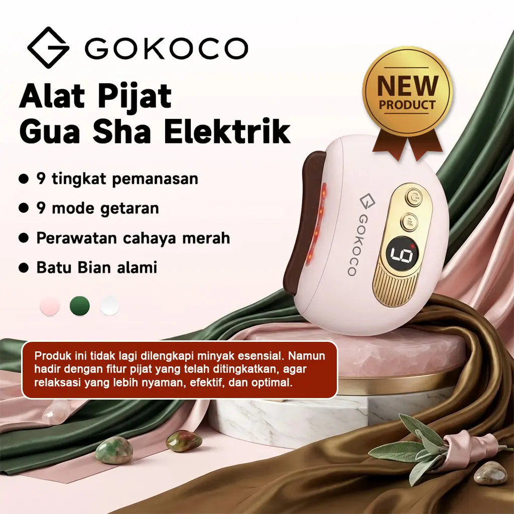 【GOKOCO.ID】Gua Sha Alat Pijat Elektrik Face Massage Electric Massager - Natural Bianstone 2 in1 Fisioterapi Scraping Kerikan Kerokan badan dan wajah