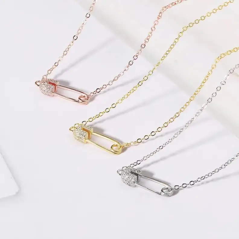 Kalung Wanita necklace Perhiasan Model Liontin Peniti Perhiasan Harian Berbahan Titanium Elegan Anti Karat tidak Gatal Luntur cocok Buat Kado safety  pin non tarnish