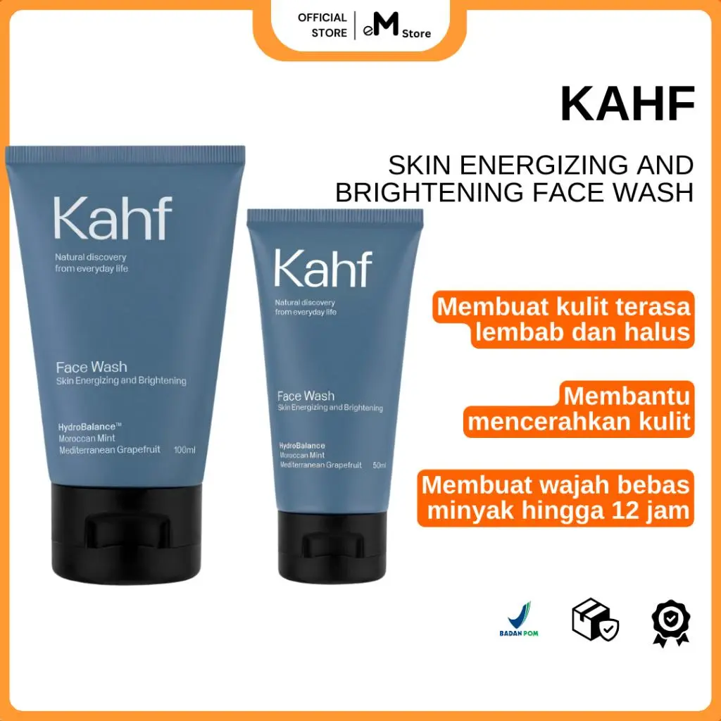 Kahf Skin Energizing & Brightening Face Wash 100ML 50ML | Sabun Wajah Pria Kotoran Membersihkan