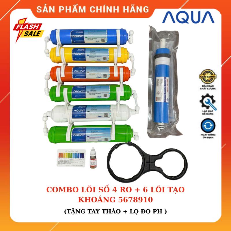 BỘ LÕI LỌC NƯỚC 4,5,6,7,8,9,10 CHÍNH HÃNG AQUA  GỒM LÕI SỐ 4 MÀNG RO VÀ CÁC LÕI CHỨC NĂNG 5678910 LẮP CHO CÁC MÁY LỌC NƯỚC RO