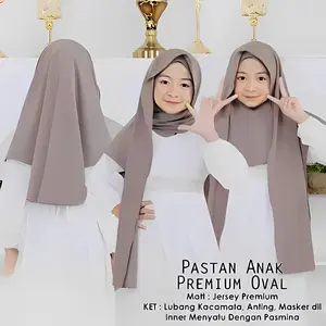 Hijab Pashmina Anak Remaja Instan Inner Oval Nutup Leher Bahan jersey Usia 4-12 Tahun 150*60 Cm Kerudung Muslim Wanita
