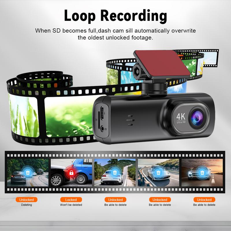 Product Introduction of HD 4K dual lens driving recorder black box driving recorder car DVR 1080P rear camera built-in WiFi GPS 24-hour parking monitor Includes 128GB TF 43