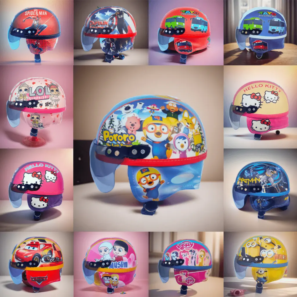 Helm Anak Retro Chips Lucu unyu unyu Motif Karakter untuk usia 1- 5 Tahun