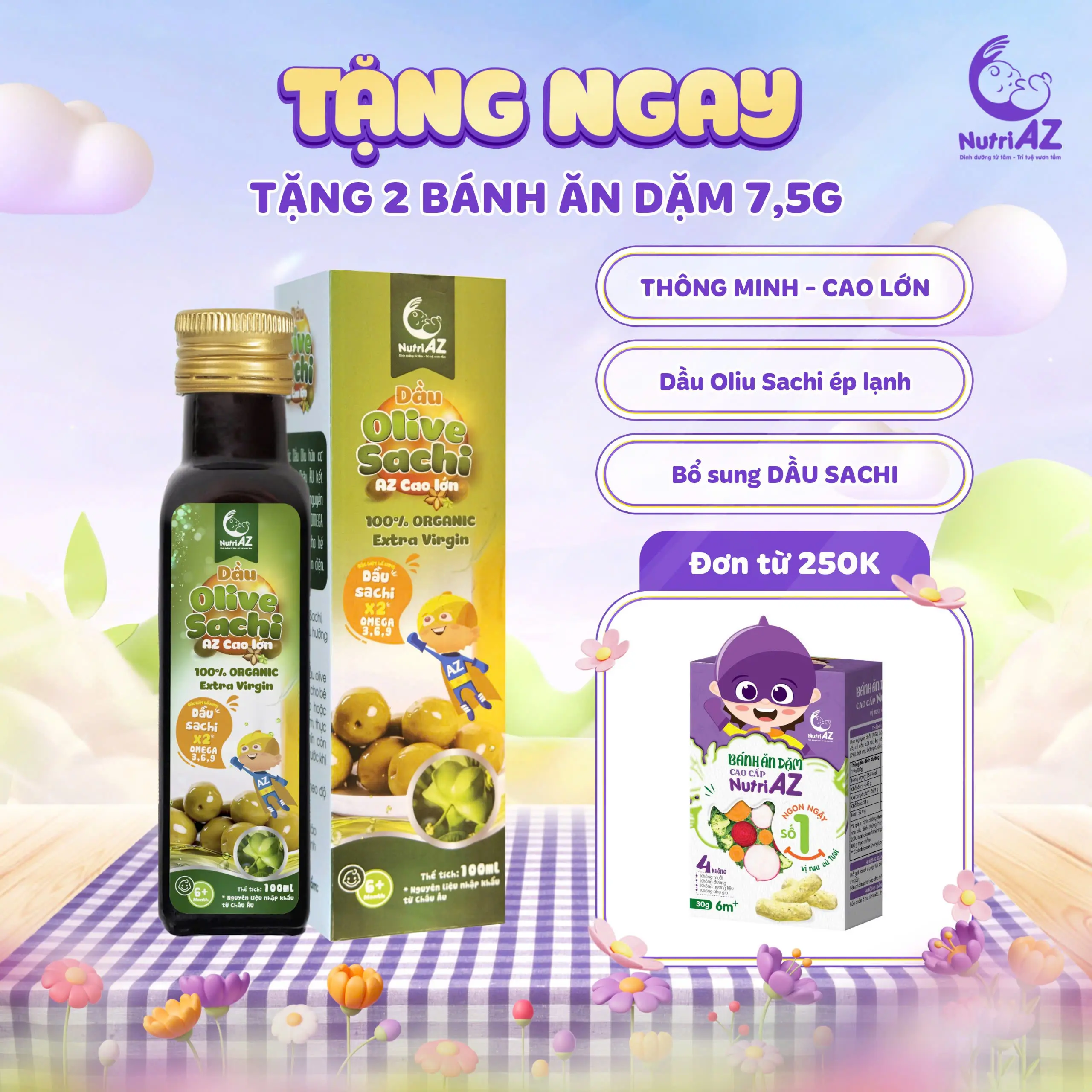 DẦU OLIU SACHI AZ CAO LỚN HỮU CƠ NHẬP KHẨU - GIÚP BÉ KHỎE MẠNH, CAO LỚN Cho Bé
