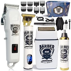 Largner ヘアクリッパー＆シェーバーセット セラミック刃付き 1200mAhワイヤレス充電式トリマー 男性用 8種類スタイリングコーム付属 ギフトに最適 、レイヤーカット