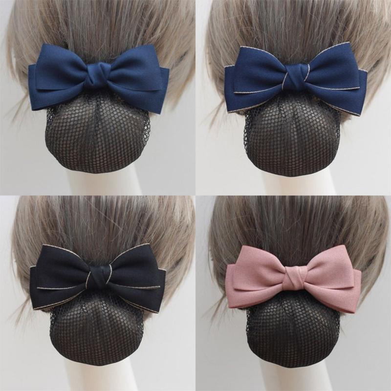 Elegant Ribbon Bowknot Spring Clip Headwear Korean Style Hair Net Cover Hair Accessories Hairpin Bun Snood Nurse 0