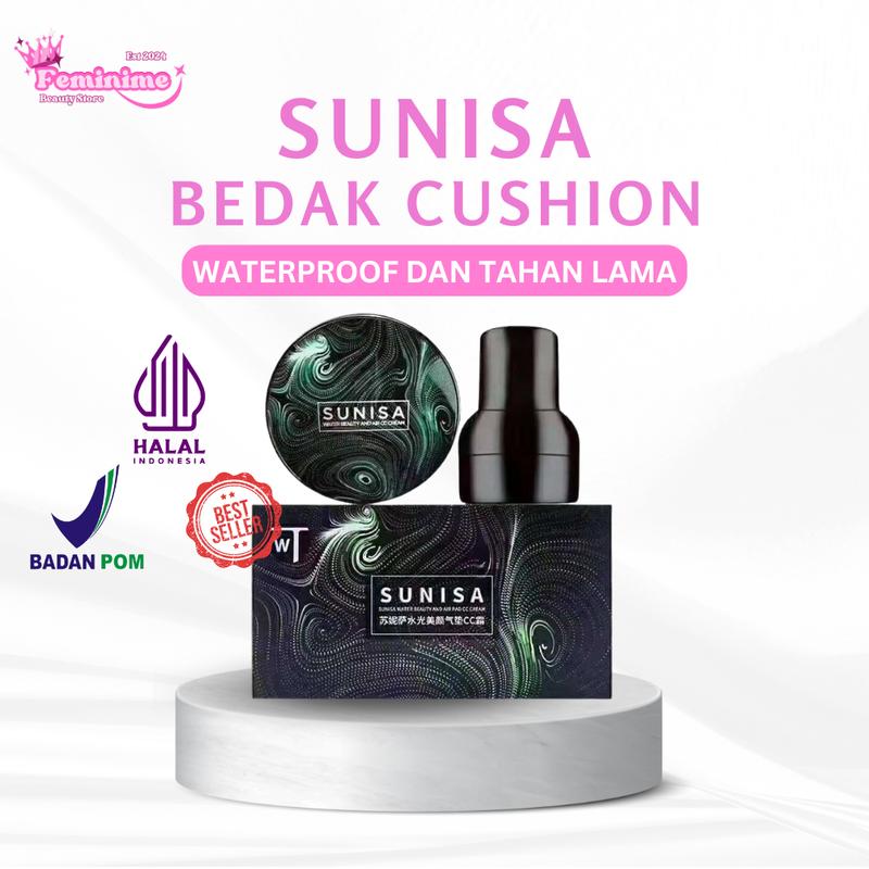 SUNISA BB Cushion Waterproof / Mushroom Head Air Foundation Wajah Box cream krim glowing tahan lama 0