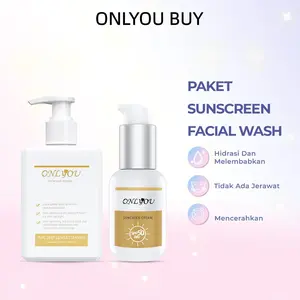 ONLYOU Tabir surya untuk penggunaan di luar ruangan Isolasi primer + Pembersih wajah ONLYOU untuk pembersihan mendalam dan pelembab/COD